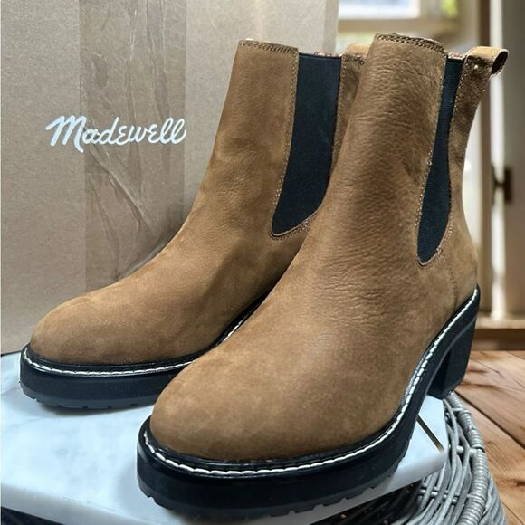 🆕 🔥 MADEWELL 🔥Carina Platform Chelsea Boot Burled Wood Size 7.5 - Picture 2 of 16